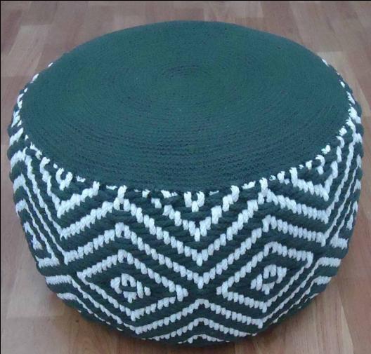 Textured Trio Woven Jacquard Pouf — Poufs